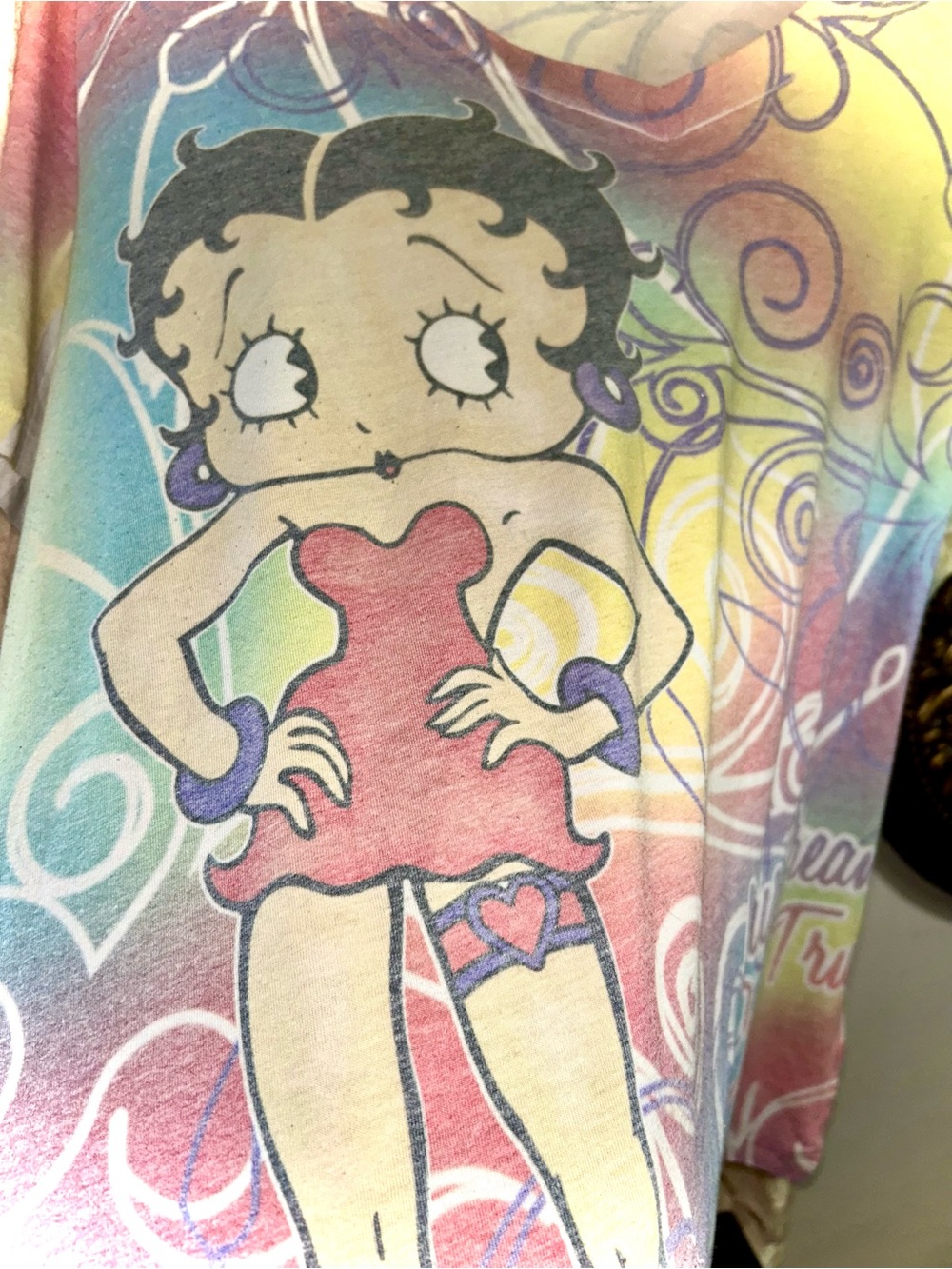 Betty Boop Multicolor Short Sleeve Tee - Pink, Purple, Yellow, Blue